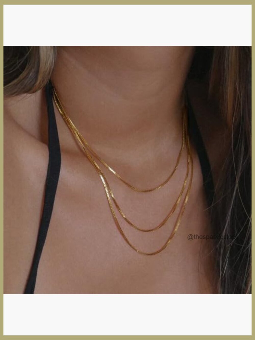 14k Gold Plated Dainty Layered Choker Necklace Box Chain Lobster Clasp - Picture 2 of 6